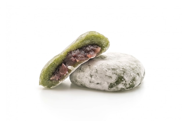 green tea mochi with red bean