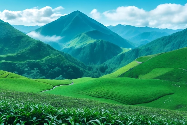 green tea plantations tea garden mountains