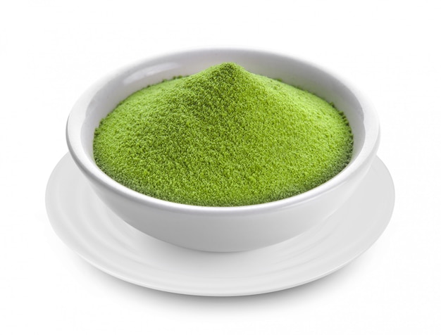 Green tea powder in a bowl