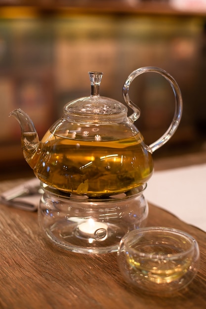 Green tea on the table in restaurant