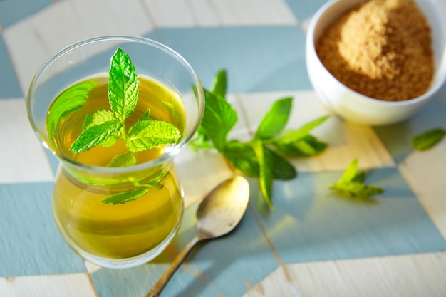 green tea with mint Moroccan style