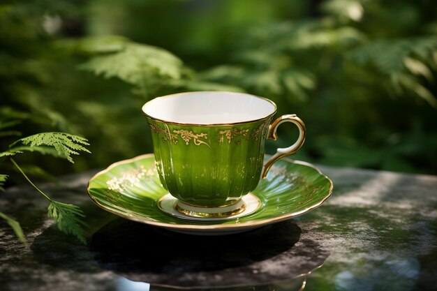 A green teacup for tea lovers generative by ai