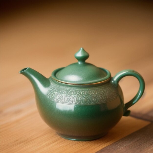 Photo a green teapot with the word tea on it