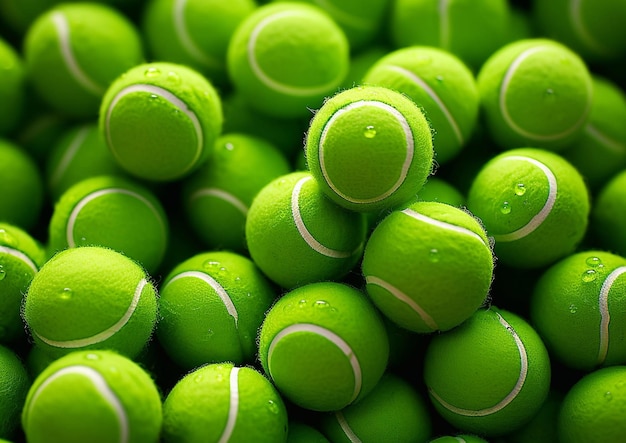 프로 테니스를 위한 녹색 테니스 공을 텍스처 된 배경으로 AI Generative