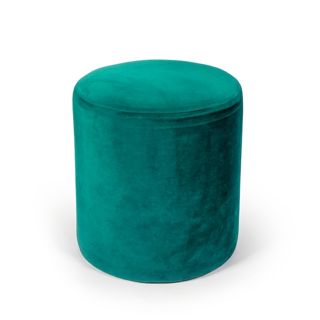 Photo green textile fabric soft padded stool isolated on white background