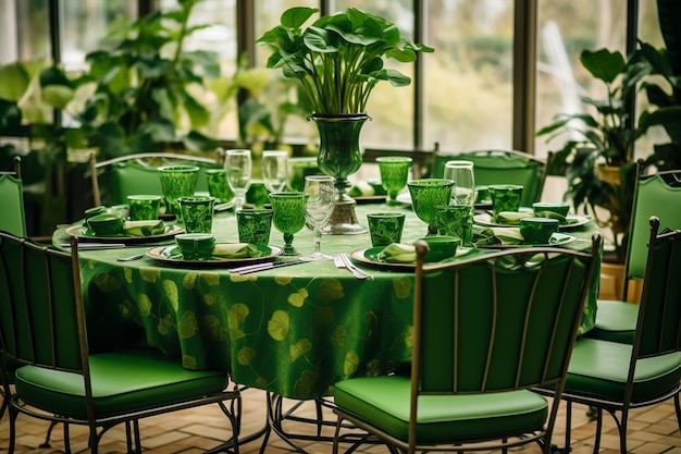 A green themed bridal shower with shamrock decor