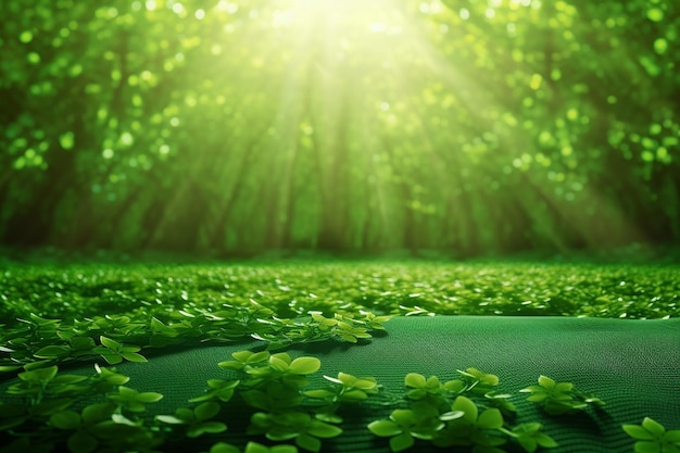 A green themed yoga class with shamrock mats