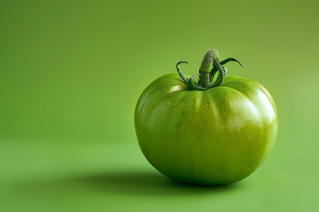 Photo green tomato on green surface