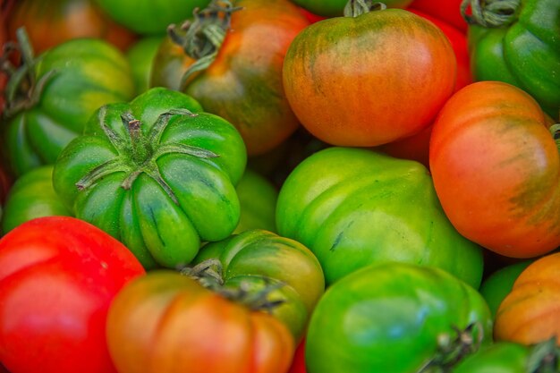 Green tomatoes in the market