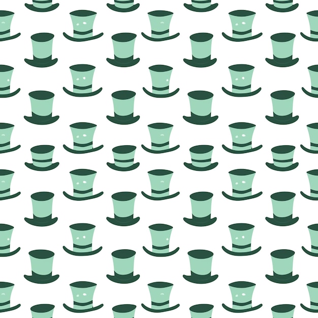 Green top hats seamless pattern Gift wrapping background St Patricks Day