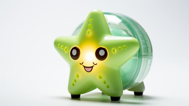 Photo a green toy reveals a smiling star inside emanating warmth and happiness