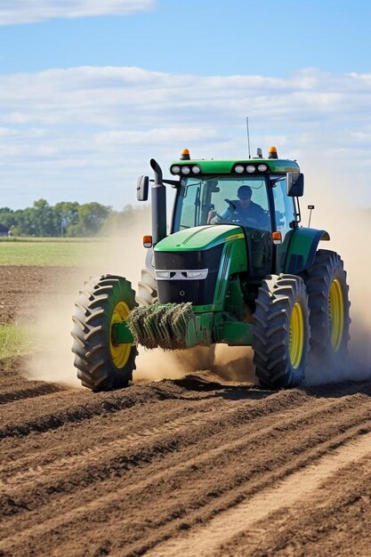 Photo a green tractor with the word  t  on the side