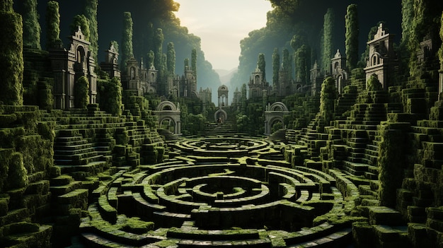 Green trapped maze Generative Ai