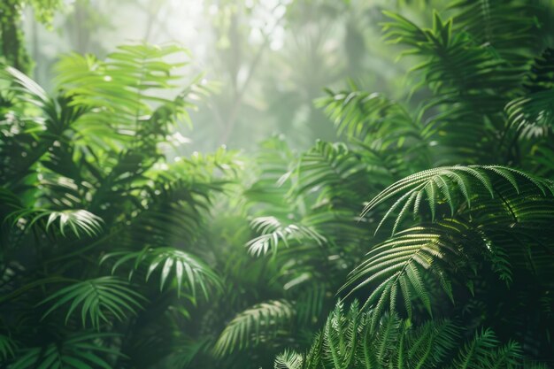 Photo green tree ferns in tropical jungle