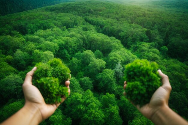Foto albero verde a portata di mano idee imprenditoriali verdi finanza e investimenti per la sostenibilità e credito per il carbonio
