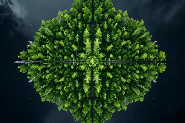 Фото Зеленое дерево на темном фоне