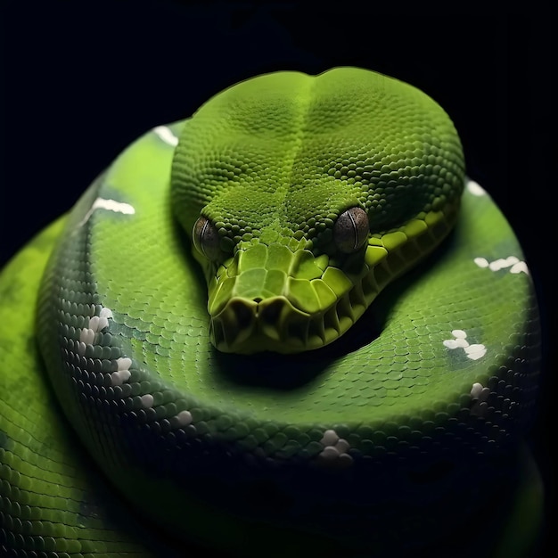 Photo green tree python morelia viridis snake