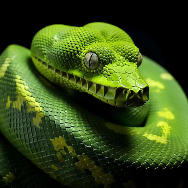 Photo green tree python morelia viridis snake