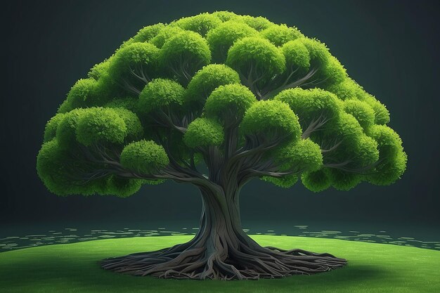 A Green Tree With a Round Shape Generated Ai