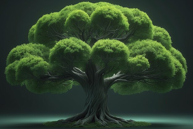 A Green Tree With a Round Shape Generated Ai