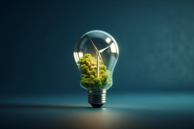 green trees in light bulb Ecological energy efficiency Green energy concept