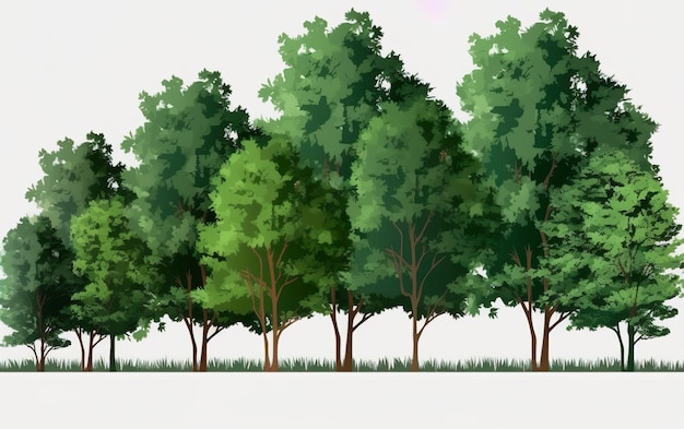 Green Trees on transparent background. AI, Generative AI