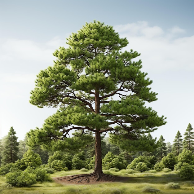 Green trees on white background