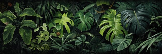 Green tropical leaves background