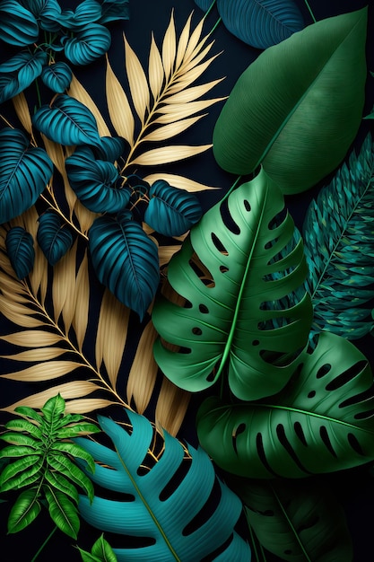 Green tropical leaves background