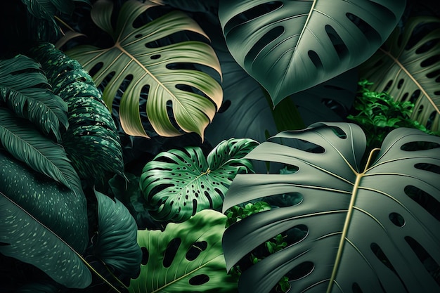 Green tropical leaves background