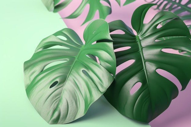 Green tropical monstera Generate Ai