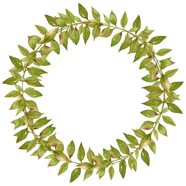 green tropical palm leaves wreath .