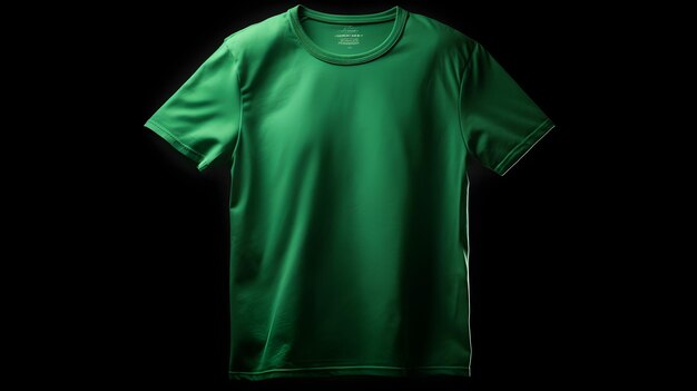 Green tshirt mockup on black background with copyspace