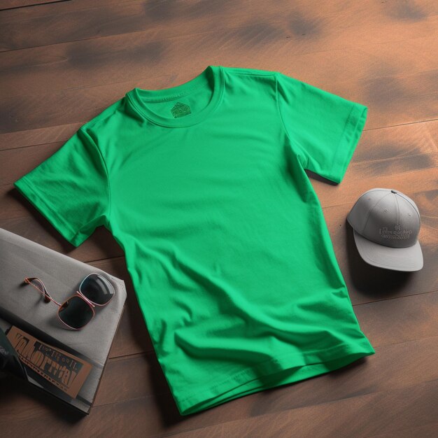 Green Tshirt Mockup on dynamic plain background Shirt mockup set Green tee shirt mockup front