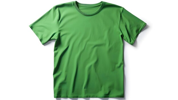 Green tshirt mockup on white background with copyspace