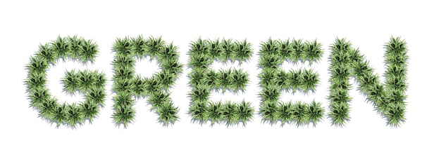 Green Typography with green plants. Green Leaves font.