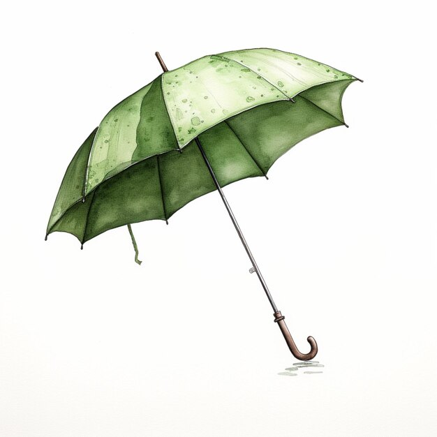 green umbrella on white background