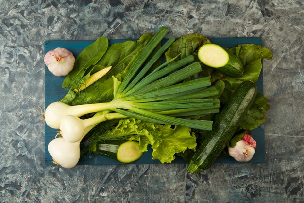 GREEN VEGETABLES. DILL LETTUCE ONIONS.