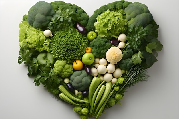 green vegetables forming a shape in a heart