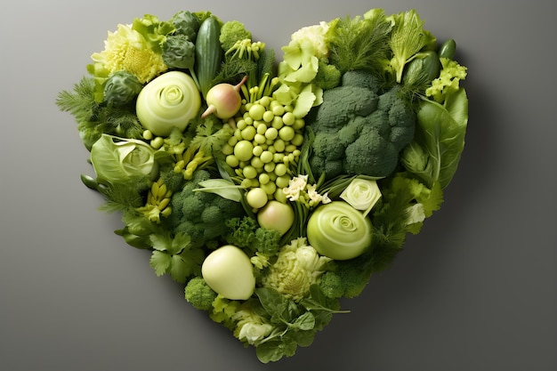 green vegetables forming a shape in a heart