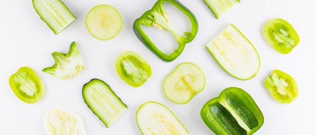 Green vegetables and fruits