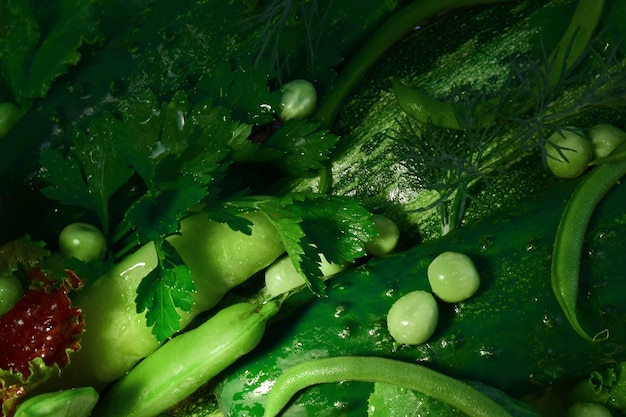 緑の野菜はまだ生きている菜食主義の食糧の背景、