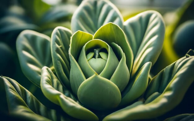 Foto verdure verdi in serra in primo piano ai immagine generata