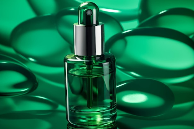 Green vial bottle perfume Generate Ai