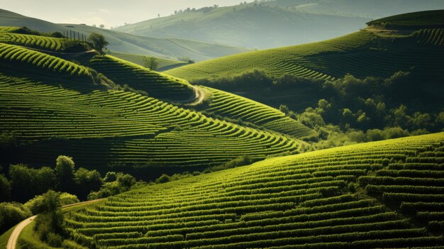 Photo green vineyard on a hill