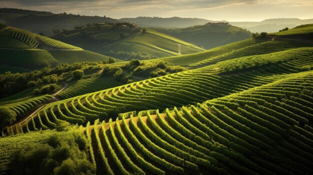 Green vineyard on a hill