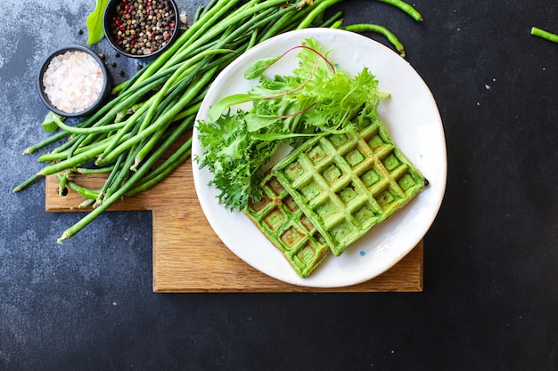 green waffles spinach, green beans, vegetables serving size