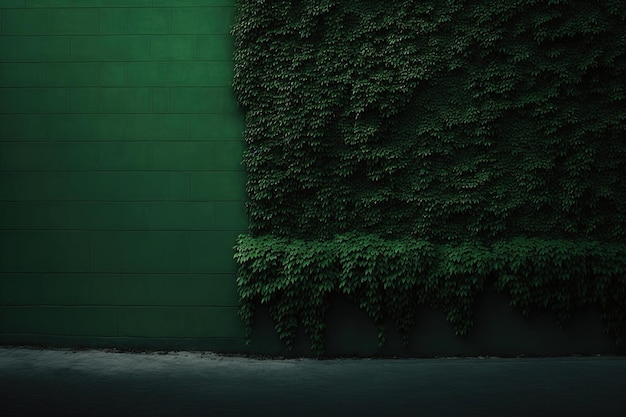 A green wall covered in vines next to a building generative AI