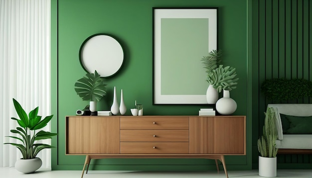 A green wall with a mirror and a mirror that says'green '