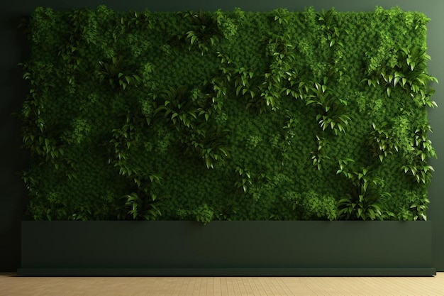 a green wall with a plant on it